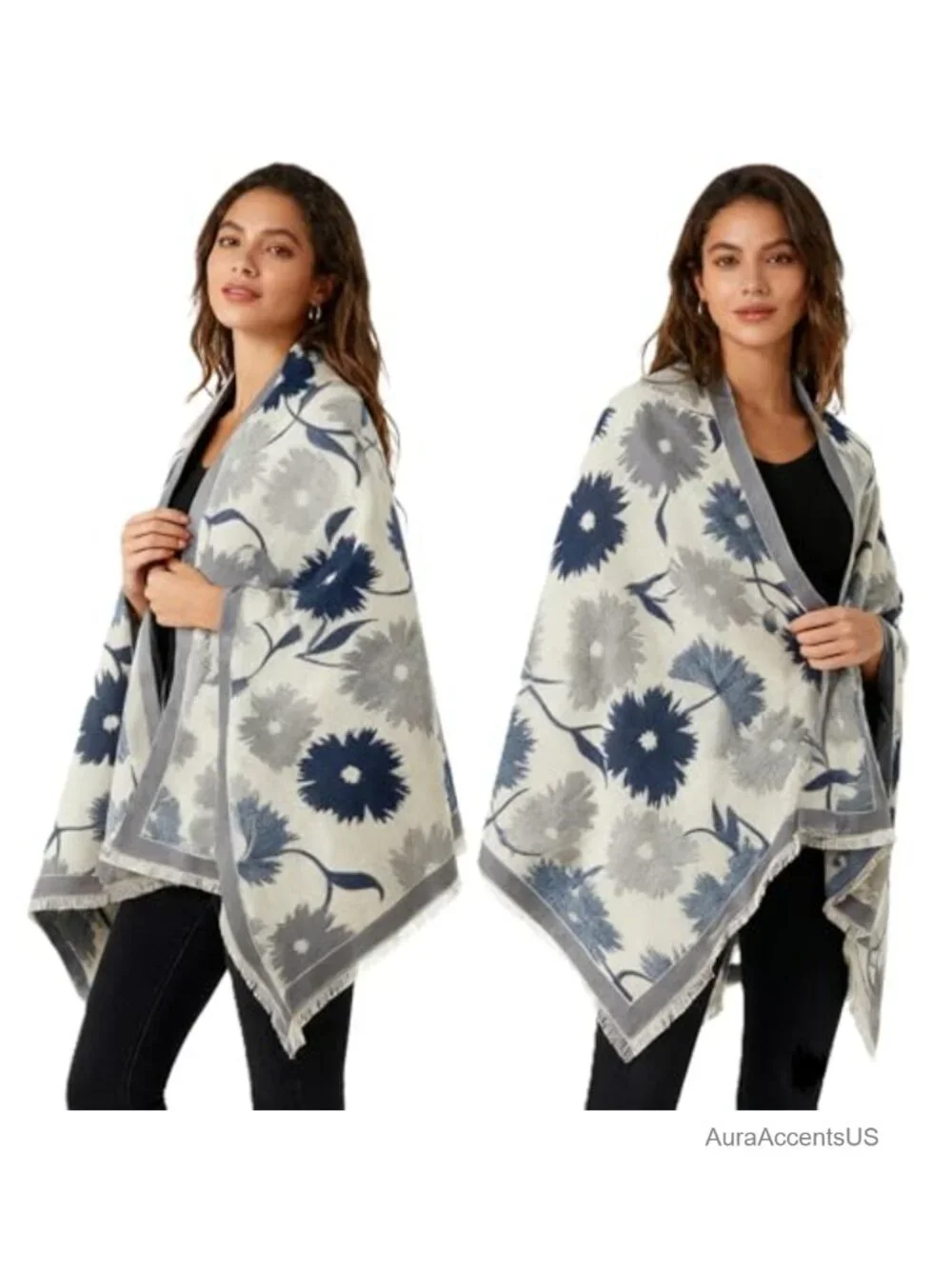 Reversible Pashmina Shawl Wrap 100% Acrylic Women's Big Scarf Hand Wash